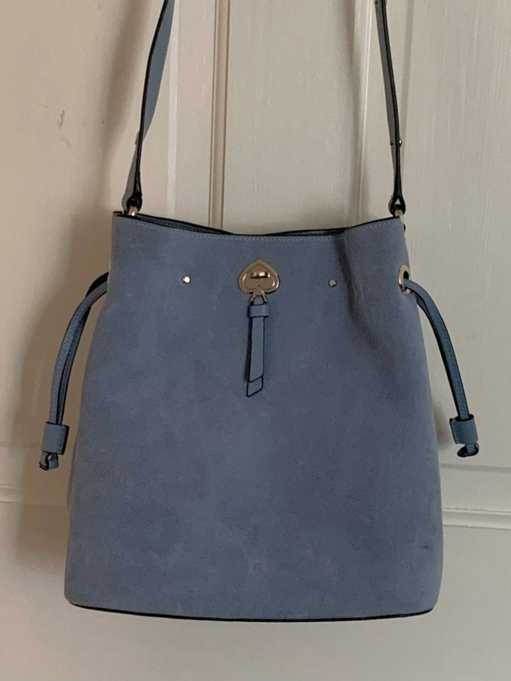 Kate Spade Blue Suede Bucket Crossbody Bag MARTI as is